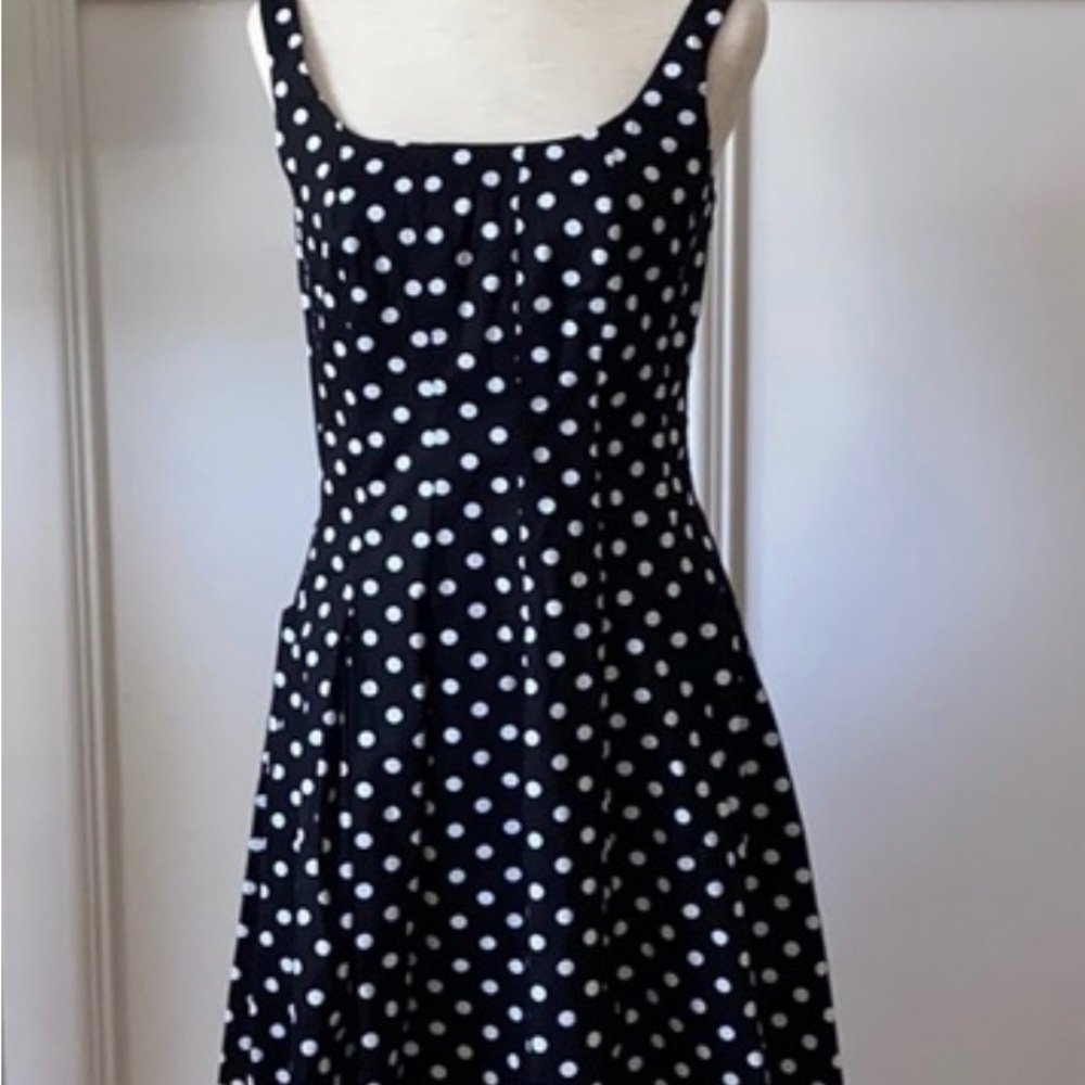 Ralph Lauren Black and White Polka Dot Midi Dress size 10